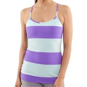 Lululemon Power Y Tank Luon Light Bold Stripe Power Purple Size 4